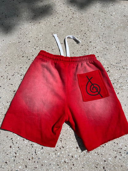 Feared Illusion unveiled Shorts Red Washed (Size up for bigger fit)